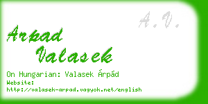 arpad valasek business card
